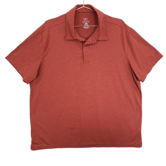George Polo Mens Extra Large Heather Red Short Sleeve Casual Pullover Shirt - Picture 1 of 7
